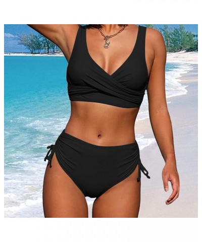 Plus Size Bathing Suits for Women with Shorts Waist Women Hight Swimsuit Swimwear Piece High Suit Cut Bikini Set Black 1 $17....