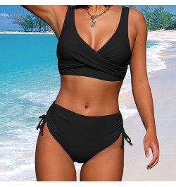 Plus Size Bathing Suits for Women with Shorts Waist Women Hight Swimsuit Swimwear Piece High Suit Cut Bikini Set Black 1 $17....