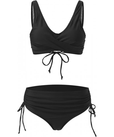 Plus Size Bathing Suits for Women with Shorts Waist Women Hight Swimsuit Swimwear Piece High Suit Cut Bikini Set Black 1 $17....