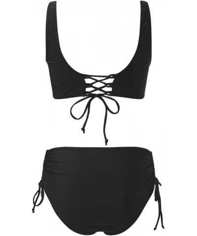 Plus Size Bathing Suits for Women with Shorts Waist Women Hight Swimsuit Swimwear Piece High Suit Cut Bikini Set Black 1 $17....