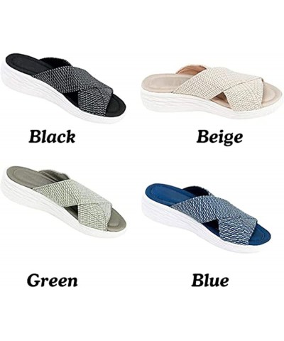 Stretch Cross Slide Sandals, Fashion Sport Slide Sandals, Skidproof Indoor Outdoor Slippers, Women Wedges Orthopedic Hollow O...