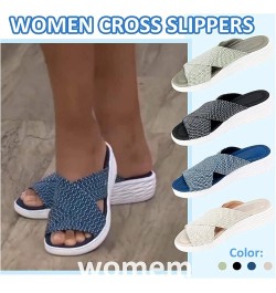 Stretch Cross Slide Sandals, Fashion Sport Slide Sandals, Skidproof Indoor Outdoor Slippers, Women Wedges Orthopedic Hollow O...