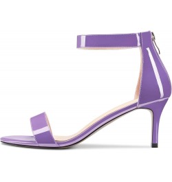 Womens Mid Heel Open Toe Sandals Ankle Strap Zipper Cute Office Prom Summer Shoes 2.6 Inches Heels Purple $37.45 Sandals