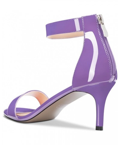 Womens Mid Heel Open Toe Sandals Ankle Strap Zipper Cute Office Prom Summer Shoes 2.6 Inches Heels Purple $37.45 Sandals