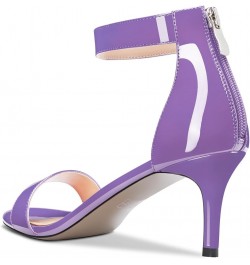 Womens Mid Heel Open Toe Sandals Ankle Strap Zipper Cute Office Prom Summer Shoes 2.6 Inches Heels Purple $37.45 Sandals