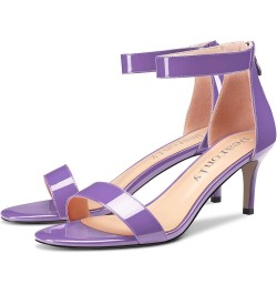 Womens Mid Heel Open Toe Sandals Ankle Strap Zipper Cute Office Prom Summer Shoes 2.6 Inches Heels Purple $37.45 Sandals