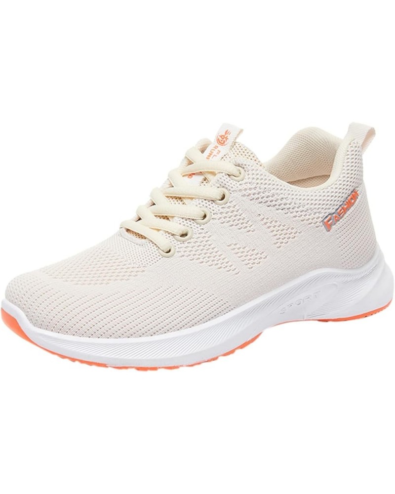 Wide Width Sneakers for Women Athletic Trainers Womens Tennis Shoes Trainers Mesh Casual Beige $15.60 Athletic Shoes