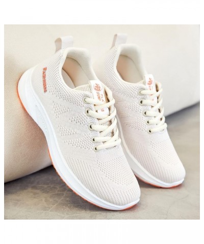 Wide Width Sneakers for Women Athletic Trainers Womens Tennis Shoes Trainers Mesh Casual Beige $15.60 Athletic Shoes