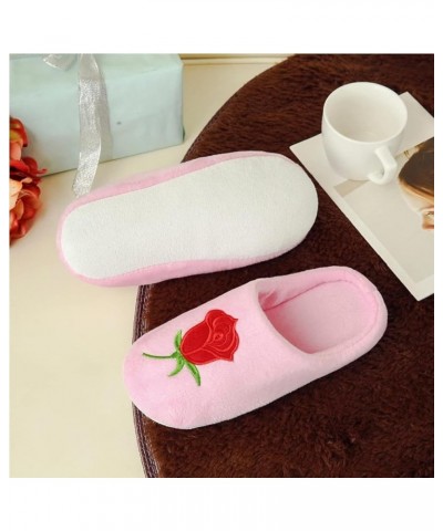 Women's Bedroom Slippers Rose Embroidery Home Shoes Soft Soled Memory Foam Slippers Wool Blue $19.96 Slippers