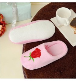 Women's Bedroom Slippers Rose Embroidery Home Shoes Soft Soled Memory Foam Slippers Wool Blue $19.96 Slippers