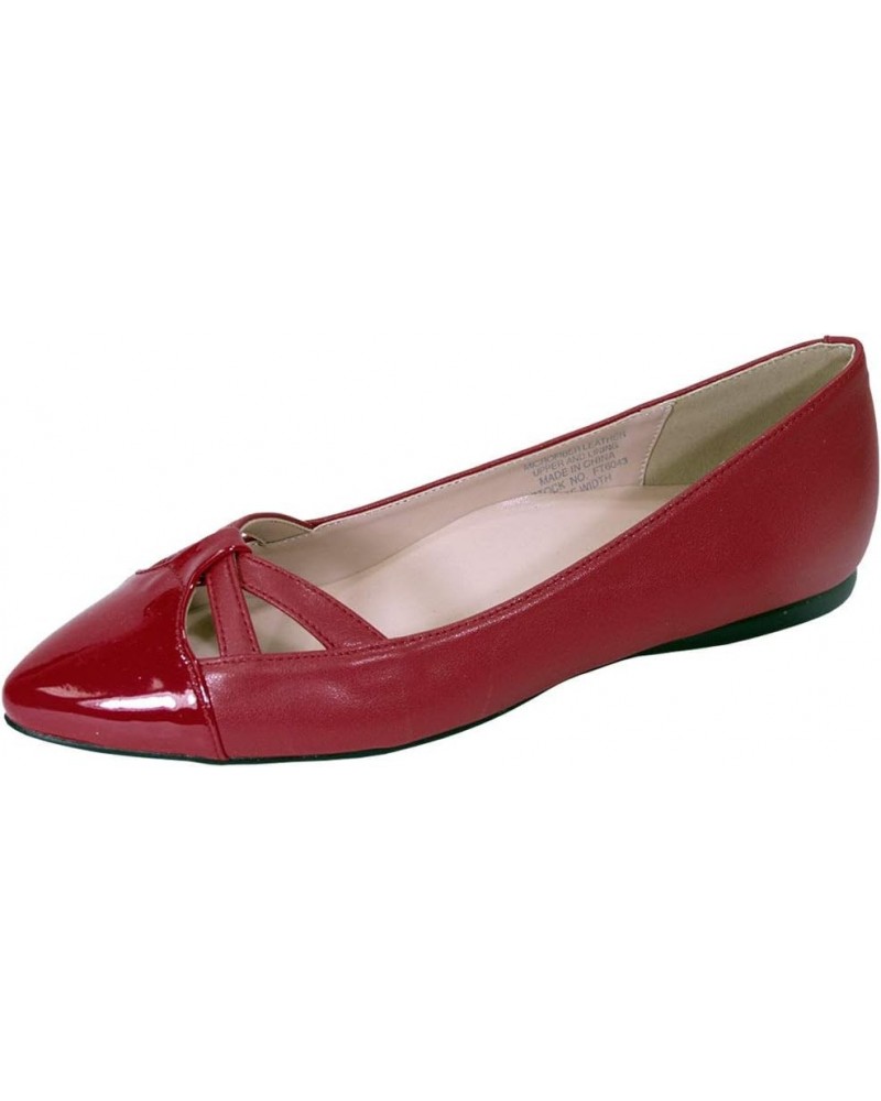 Sidney Women's Wide Width Pointed Toe Casual Dress Flats Red $19.58 Loafers & Slip-Ons