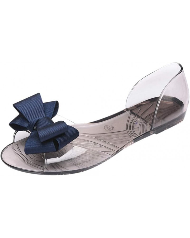 Clear Sandals for Women Flat Women's Bow Knot Comfy Jelly Sandal Casual Shoes Summer Beach Travel Slip on Fashion Cute Peep T...