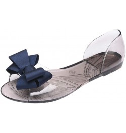 Clear Sandals for Women Flat Women's Bow Knot Comfy Jelly Sandal Casual Shoes Summer Beach Travel Slip on Fashion Cute Peep T...