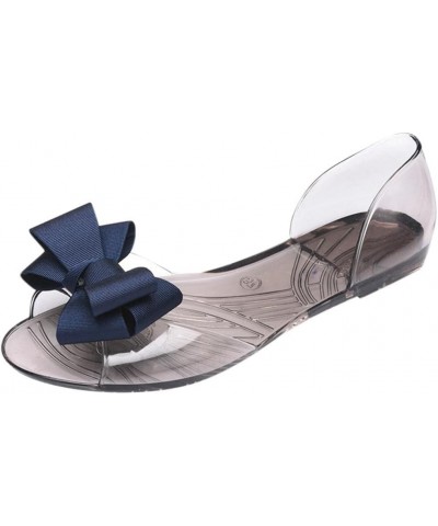 Clear Sandals for Women Flat Women's Bow Knot Comfy Jelly Sandal Casual Shoes Summer Beach Travel Slip on Fashion Cute Peep T...