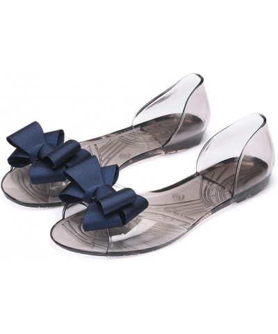 Clear Sandals for Women Flat Women's Bow Knot Comfy Jelly Sandal Casual Shoes Summer Beach Travel Slip on Fashion Cute Peep T...