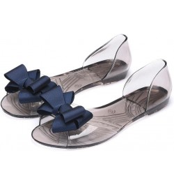 Clear Sandals for Women Flat Women's Bow Knot Comfy Jelly Sandal Casual Shoes Summer Beach Travel Slip on Fashion Cute Peep T...