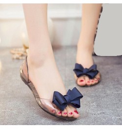 Clear Sandals for Women Flat Women's Bow Knot Comfy Jelly Sandal Casual Shoes Summer Beach Travel Slip on Fashion Cute Peep T...