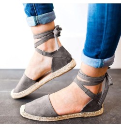 Summer Fashion Womens Casual Shoes Flat Lace Up Leisure Roman Sandals Wedding Beach Sandals for Women (Pink, 8) Grey 8.5 $12....