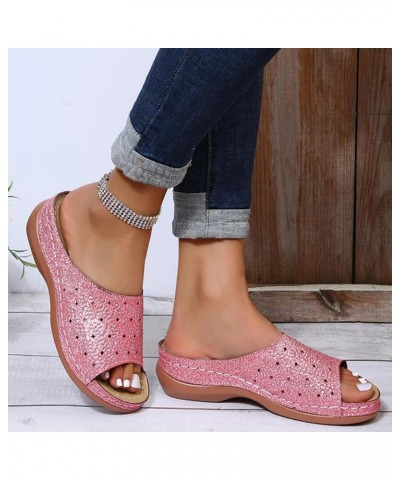 Glitter Sequins Slide Sandals for Women Casual Summer Open Toe Arch Support Comfort Fashion Slippers Cutout Comfortable Breat...