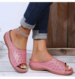 Glitter Sequins Slide Sandals for Women Casual Summer Open Toe Arch Support Comfort Fashion Slippers Cutout Comfortable Breat...