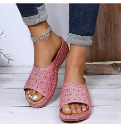 Glitter Sequins Slide Sandals for Women Casual Summer Open Toe Arch Support Comfort Fashion Slippers Cutout Comfortable Breat...