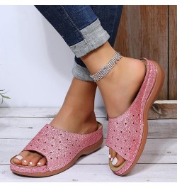 Glitter Sequins Slide Sandals for Women Casual Summer Open Toe Arch Support Comfort Fashion Slippers Cutout Comfortable Breat...