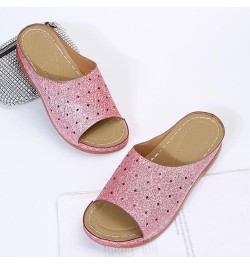 Glitter Sequins Slide Sandals for Women Casual Summer Open Toe Arch Support Comfort Fashion Slippers Cutout Comfortable Breat...