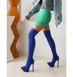 Fashion Women Stretch Overknee Boots Platform Dress Boots Pull on Stiletto Heels 368 Blue $30.49 Boots