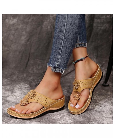 Shoes for Women Espadrilles Wedge Shoes Memory Foam Orthotic Sandals Lace Up Summer Flip Flop Casual Walking Slip On 130-ixpy...