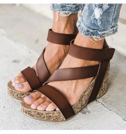 Mini Platform Boots For Women Black Wedges For Women Dressy Platform Thong Sandals Women Comfortable Women Sandals Bla Brown-...