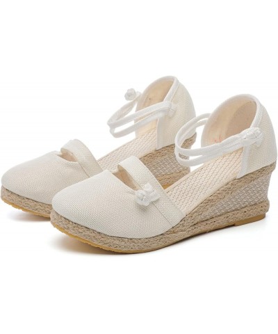 Wedge Sandals Open Toe, Women's Open Toe Buckle Ankle Strap Espadrille Synthetic sandals White $14.20 Sandals