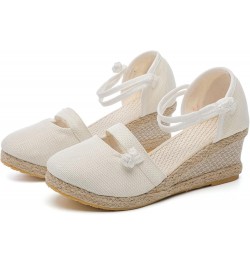 Wedge Sandals Open Toe, Women's Open Toe Buckle Ankle Strap Espadrille Synthetic sandals White $14.20 Sandals