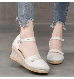 Wedge Sandals Open Toe, Women's Open Toe Buckle Ankle Strap Espadrille Synthetic sandals White $14.20 Sandals