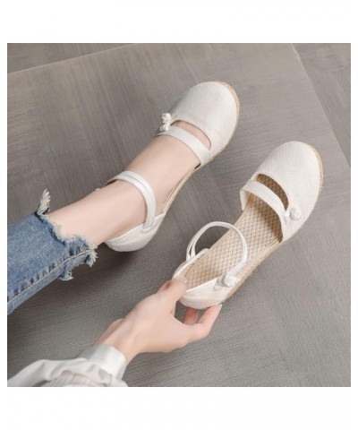 Wedge Sandals Open Toe, Women's Open Toe Buckle Ankle Strap Espadrille Synthetic sandals White $14.20 Sandals