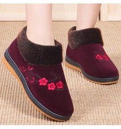 Womens Warm Faux Fur Lined Winter Snow Boots Low Heel Slip On Comfortable Outdoor Flats Ankle Booties Red $18.23 Outdoor Shoes