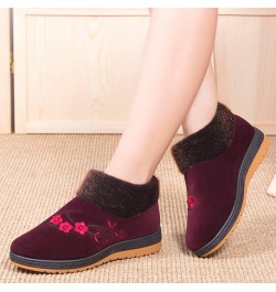 Womens Warm Faux Fur Lined Winter Snow Boots Low Heel Slip On Comfortable Outdoor Flats Ankle Booties Red $18.23 Outdoor Shoes