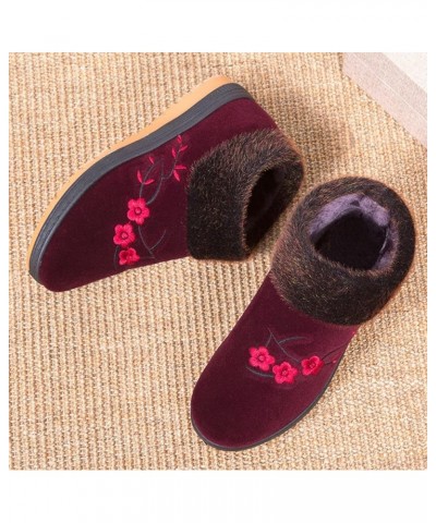 Womens Warm Faux Fur Lined Winter Snow Boots Low Heel Slip On Comfortable Outdoor Flats Ankle Booties Red $18.23 Outdoor Shoes