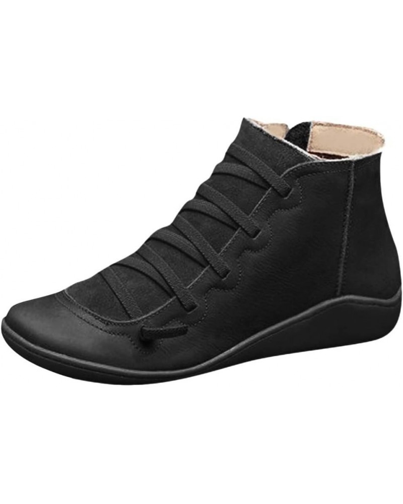 Cowgirl Boots Women,Low Heel Cowboy Boots V Cut Autumn Winter Dressing Stacked Chunky Short Booties Black-` $14.80 Boots