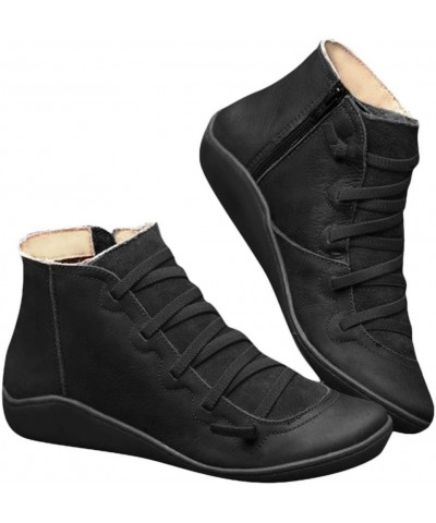 Cowgirl Boots Women,Low Heel Cowboy Boots V Cut Autumn Winter Dressing Stacked Chunky Short Booties Black-` $14.80 Boots