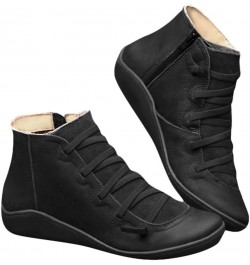 Cowgirl Boots Women,Low Heel Cowboy Boots V Cut Autumn Winter Dressing Stacked Chunky Short Booties Black-` $14.80 Boots