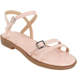 Women's Elegant Flat Sandals Low Heel Buckle Ankle Strappy Slingback Sandal Open Toe Non Skid Flats for Office Pink $27.50 Sa...