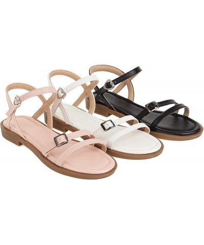 Women's Elegant Flat Sandals Low Heel Buckle Ankle Strappy Slingback Sandal Open Toe Non Skid Flats for Office Pink $27.50 Sa...