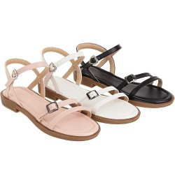 Women's Elegant Flat Sandals Low Heel Buckle Ankle Strappy Slingback Sandal Open Toe Non Skid Flats for Office Pink $27.50 Sa...