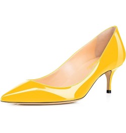 Women Fashion Pointed Toe Slip On Comfort Basic Kitten Heel Pumps Shoes Yellow $35.19 Pumps