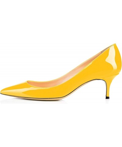 Women Fashion Pointed Toe Slip On Comfort Basic Kitten Heel Pumps Shoes Yellow $35.19 Pumps