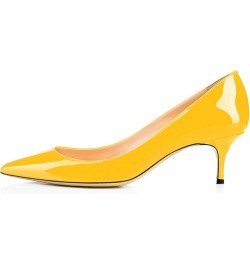 Women Fashion Pointed Toe Slip On Comfort Basic Kitten Heel Pumps Shoes Yellow $35.19 Pumps