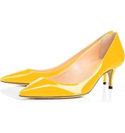 Women Fashion Pointed Toe Slip On Comfort Basic Kitten Heel Pumps Shoes Yellow $35.19 Pumps