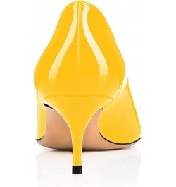 Women Fashion Pointed Toe Slip On Comfort Basic Kitten Heel Pumps Shoes Yellow $35.19 Pumps