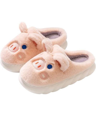 Women's Cute Animal Cotton Slippers Cartoon Indoor Outdoor Slippers Winter Warm Fuzzy Slip on Bedroom Shoes Pig $17.94 Slippers