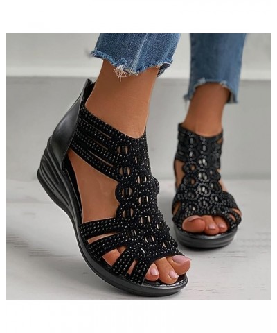 Summer Sandals for Women Wedge Shoes Women's Ladies Fashion Sandals Vintage Women's Sandals Women's Wide Sandals Sandals Blac...